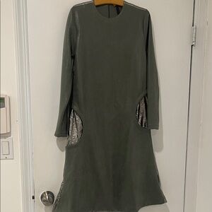 Kidichic Elegant olive Green Long Sleeve Dress for girls size 18